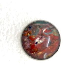 Brooch pin hand painted glass dome handcrafted